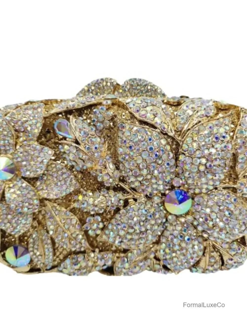 Handmade Rhinestone Clutch Purse with Flower Design Evening Bag Formal Party